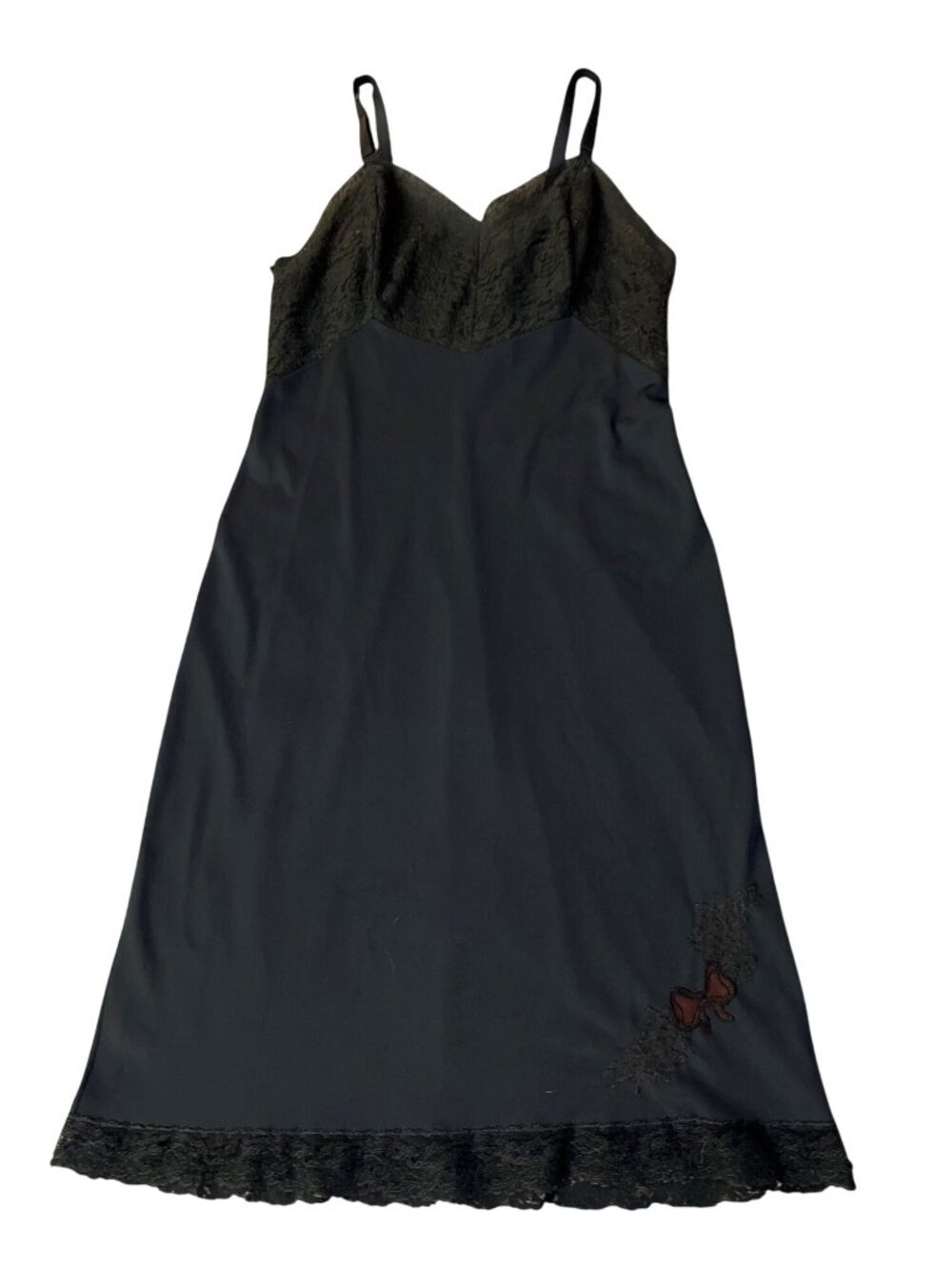 Vintage Gotham Black Nylon Full Slip Womens 36 Average Lace Hem Used